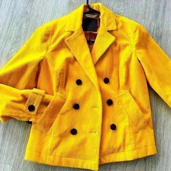 LIZ CLAIBORNE YELLOW CORDUROY SPRING JACKET SIZE  S - Picture 1 of 16